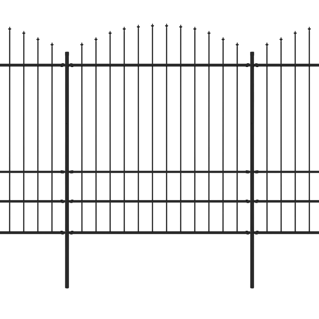 vidaXL Gard de grădină cu vârf suliță, negru, (1,75-2) x 11,9 m oțel