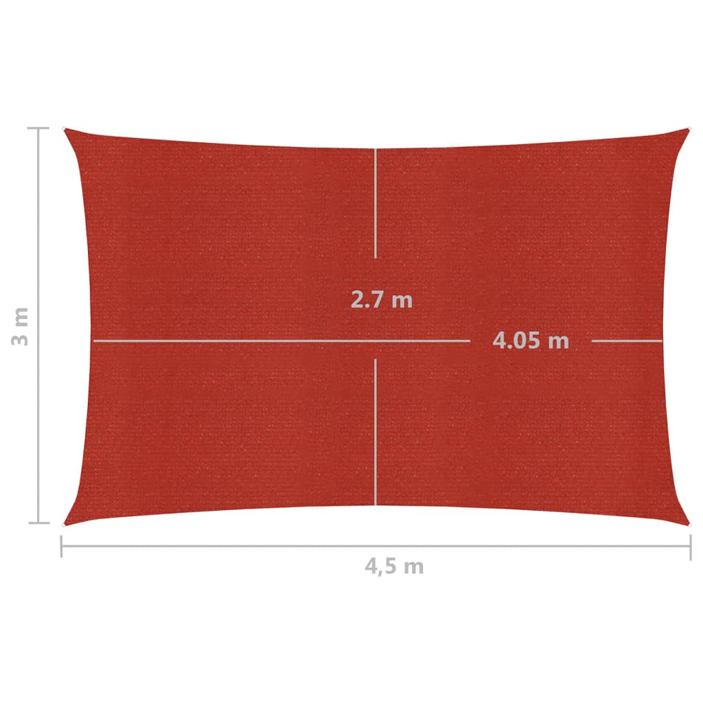 vidaXL Pânză parasolar, roșu, 3x4,5 m, HDPE, 160 g/m²