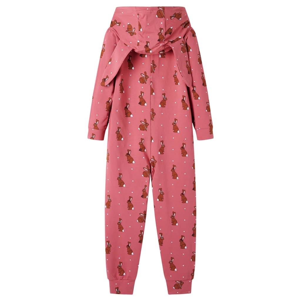 Costum salopetă pentru copii cu glugă, roz antichizat, 116