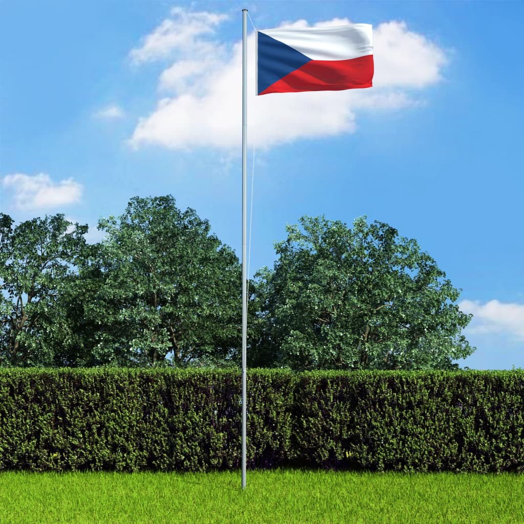 vidaXL Steag Cehia și stâlp din aluminiu, 4 m