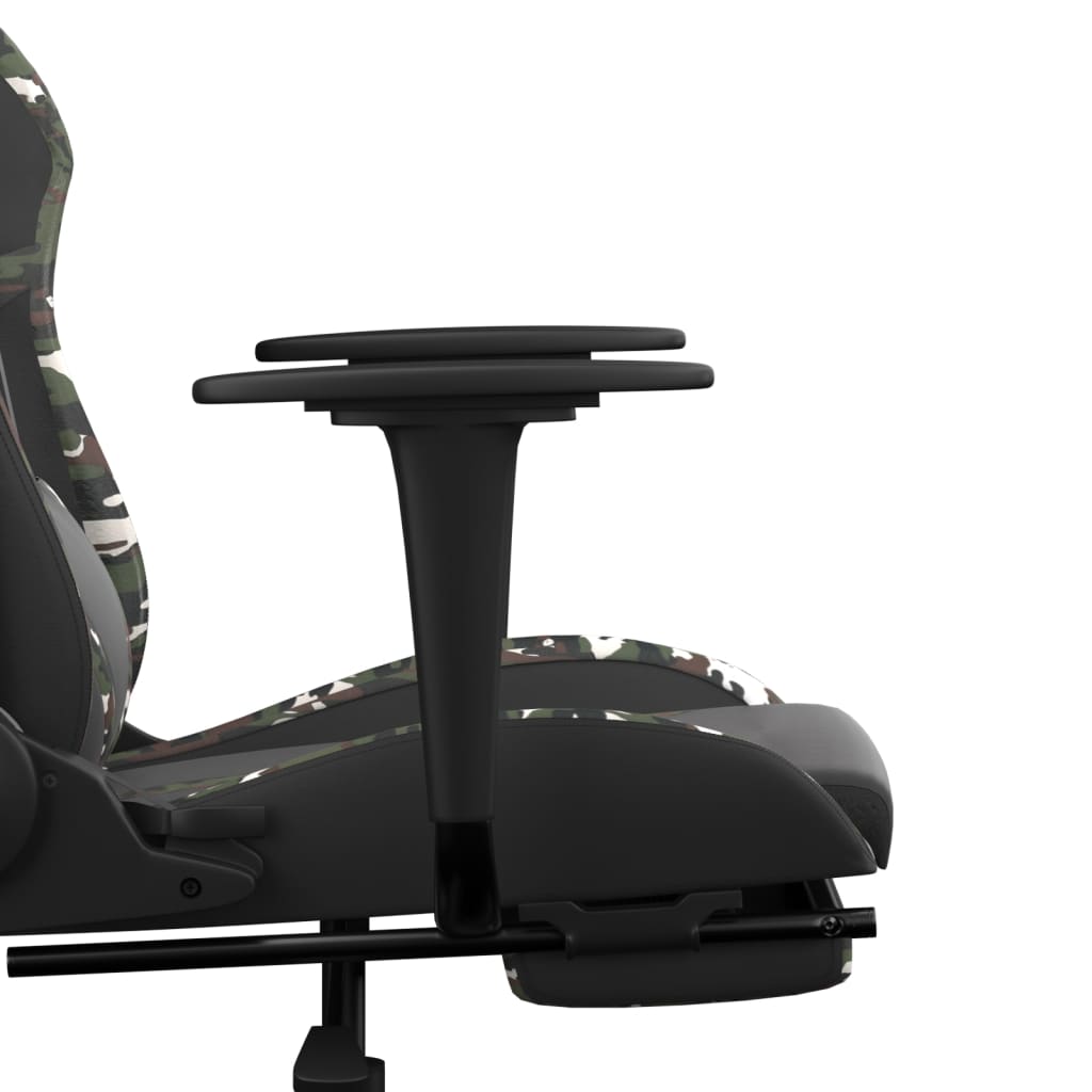 vidaXL Scaun de gaming cu suport picioare, negru/camuflaj, piele eco