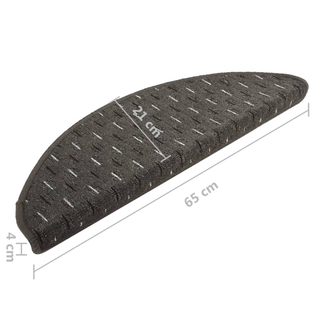vidaXL Covorașe de trepte de scară, 15 buc., antracit, 65x21x4 cm