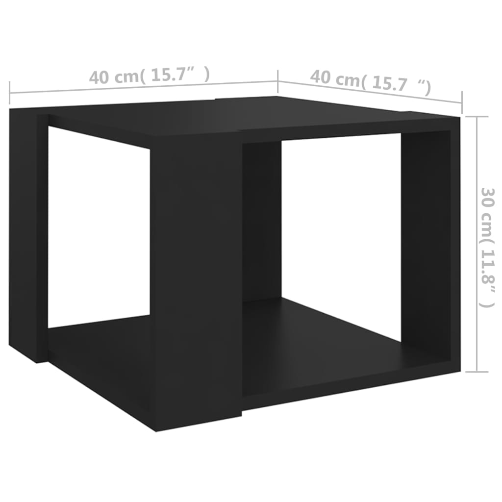 vidaXL Masă de cafea, negru, 40x40x30 cm, lemn compozit