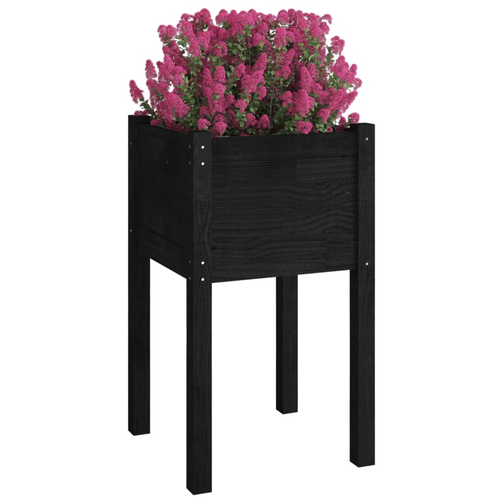 vidaXL Jardinieră de grădină, negru, 40x40x70 cm, lemn masiv de pin