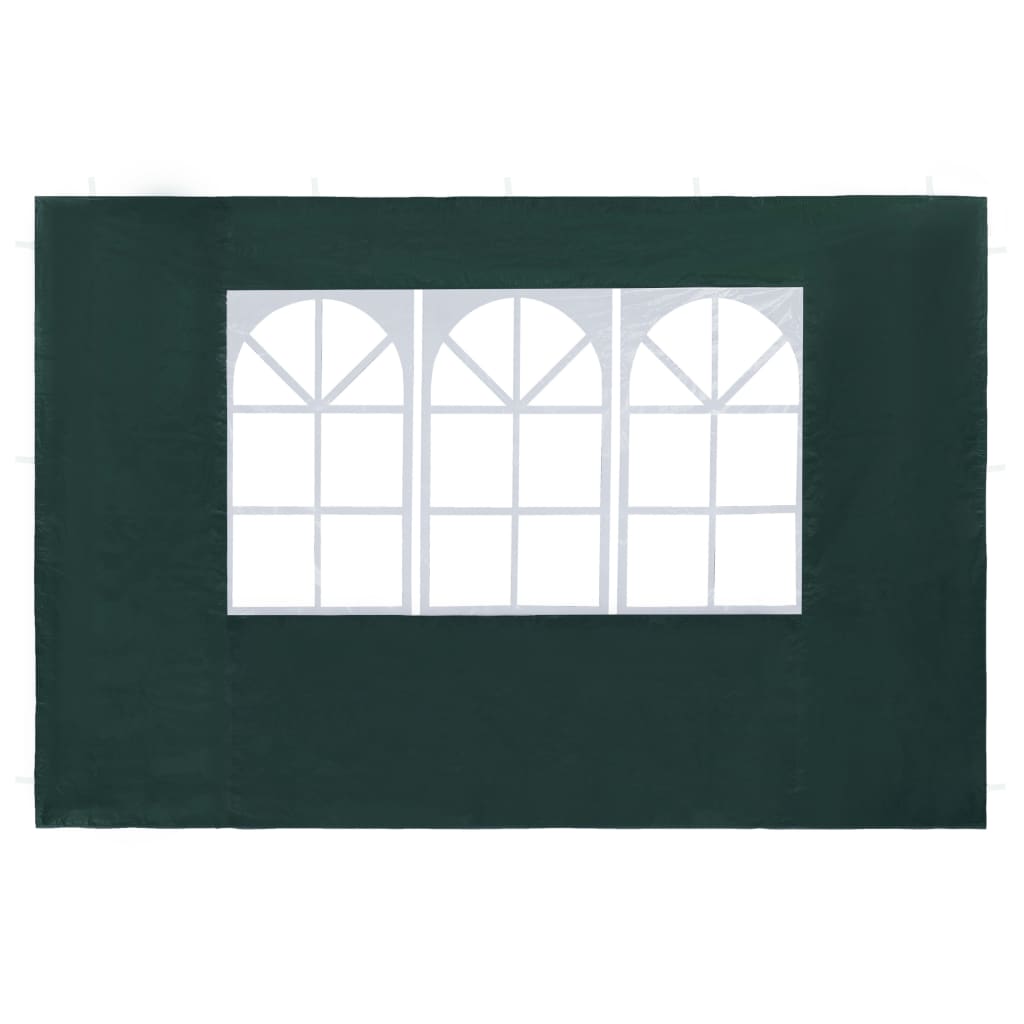 vidaXL Perete lateral cort petrecere, 2 buc, verde, PE, cu fereastră