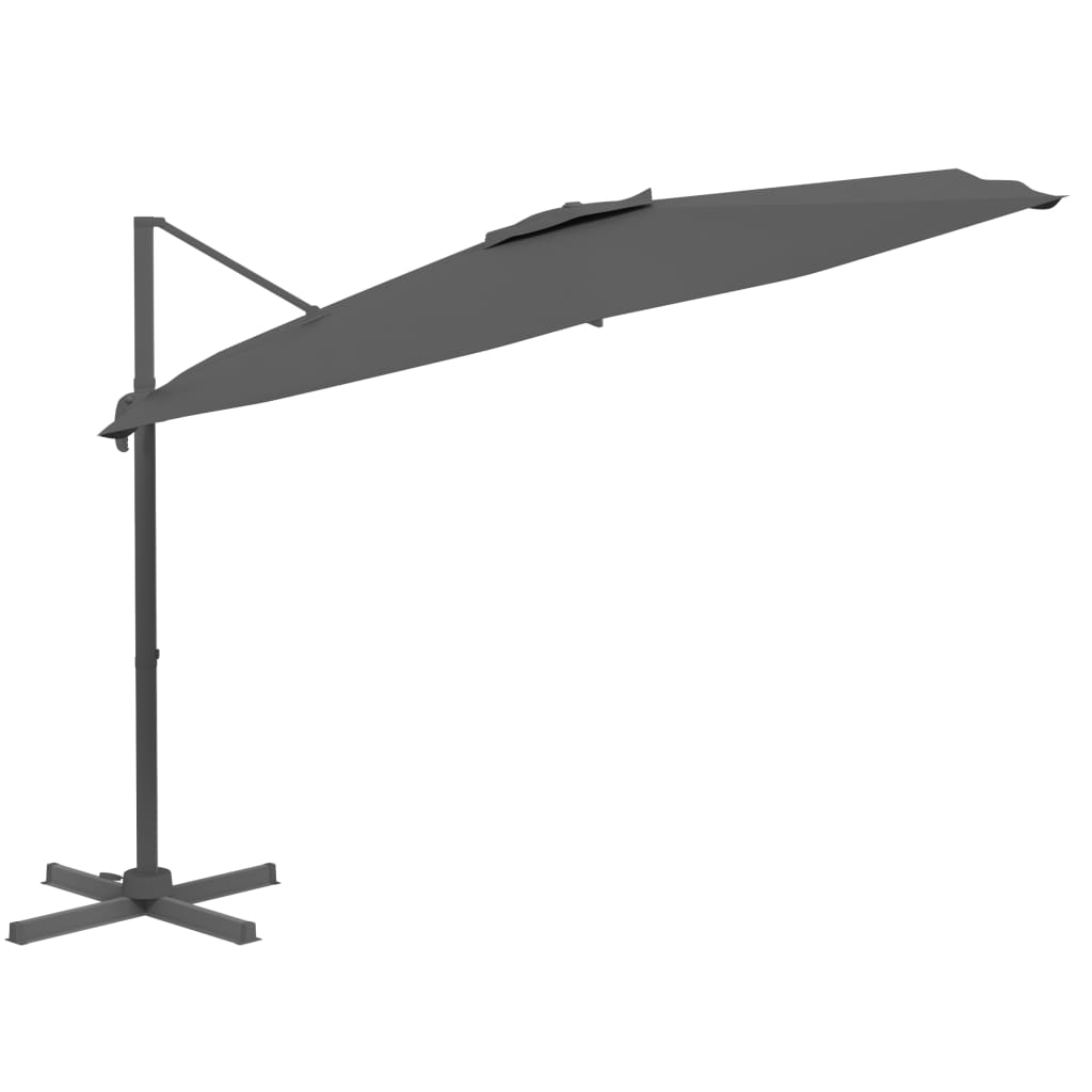 vidaXL Umbrelă în consolă cu LED, antracit, 400x300 cm