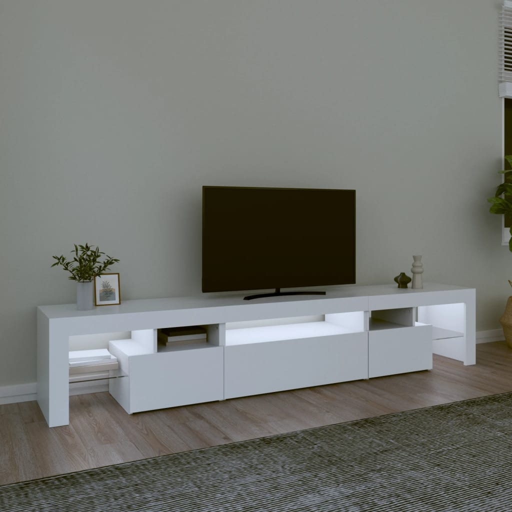 vidaXL Comode TV cu lumini LED, alb，215x36,5x40