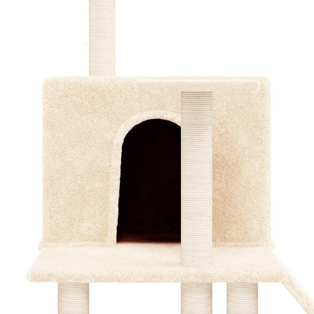 vidaXL Ansamblu de pisici cu stâlpi din funie de sisal, crem, 109 cm
