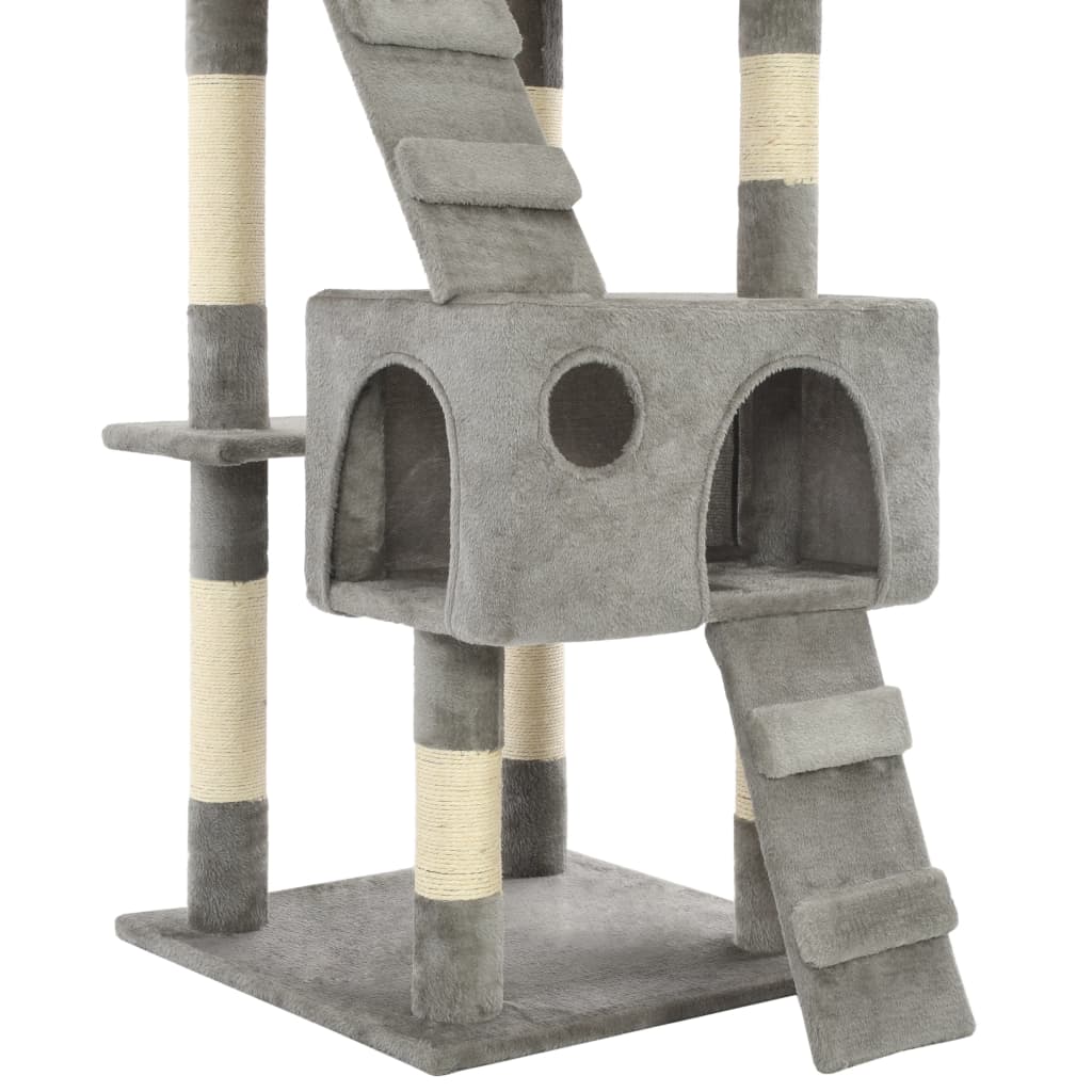 vidaXL Ansamblu pentru pisici cu stâlpi funie sisal, 170 cm, gri