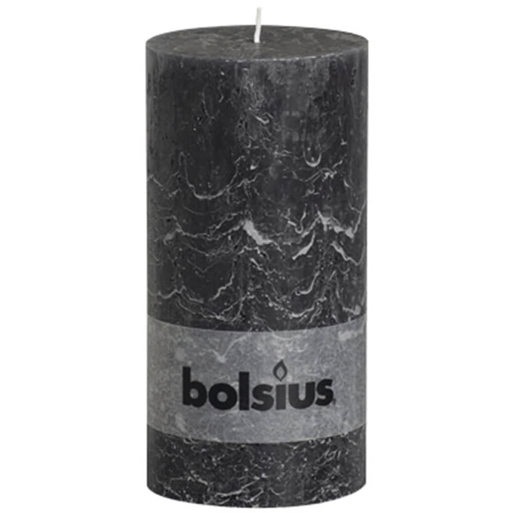 Bolsius Lumânare bloc rustică, 4 buc., antracit, 200 x 100 mm