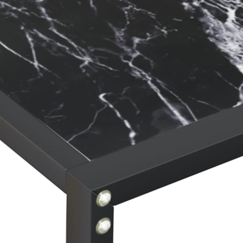 vidaXL Masă consolă, negru marmură, 180x35x75,5 cm, sticlă securizată