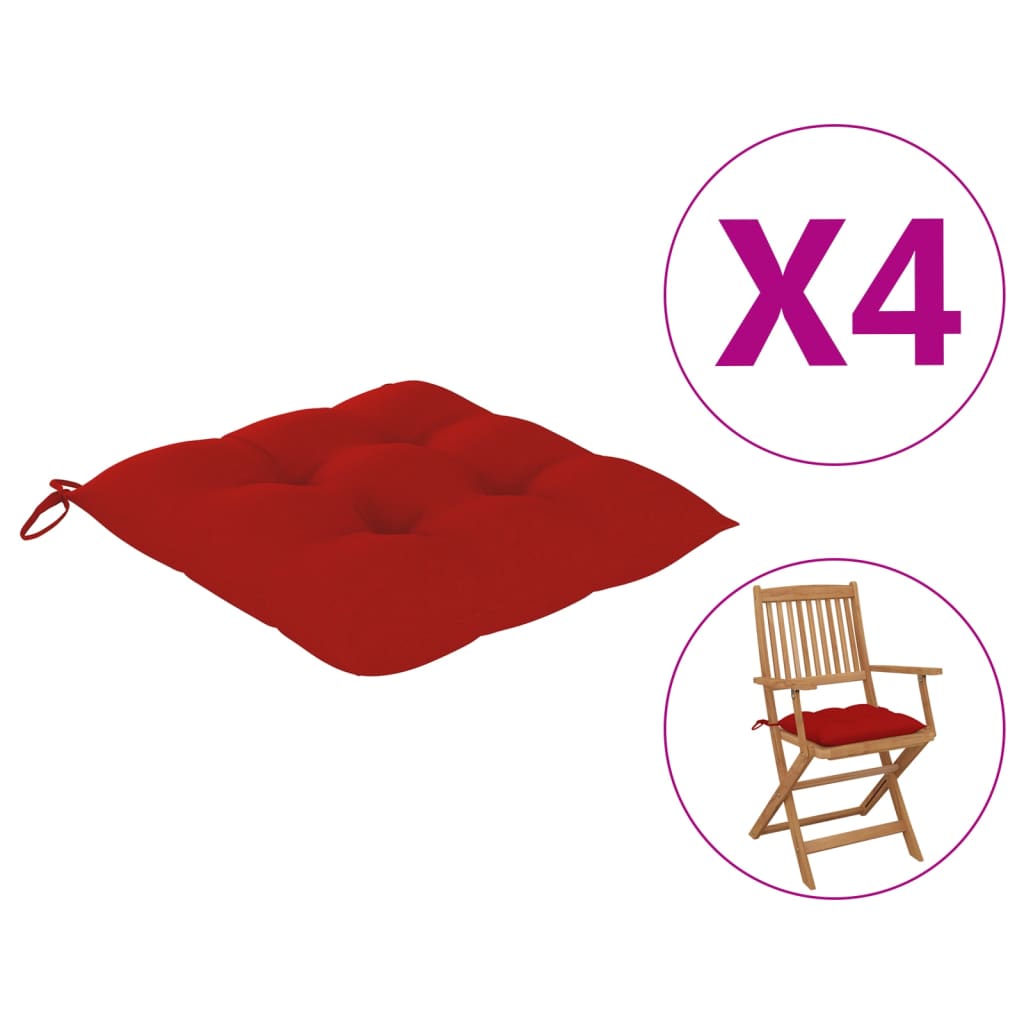 vidaXL Set perne de scaun, 4 buc, 40 x 40 x 8 cm, roșu