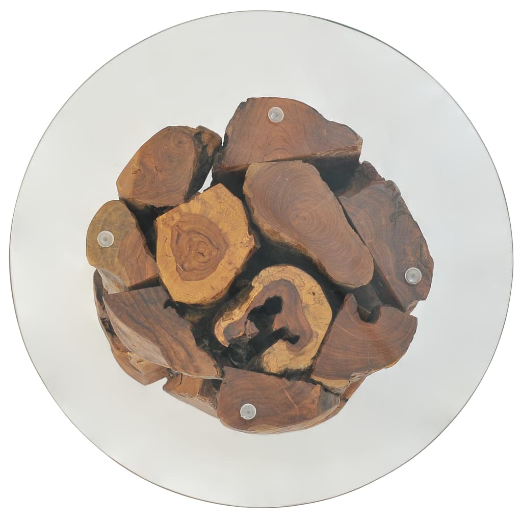 vidaXL Măsuță de cafea, 60 cm, lemn masiv de tec erodat