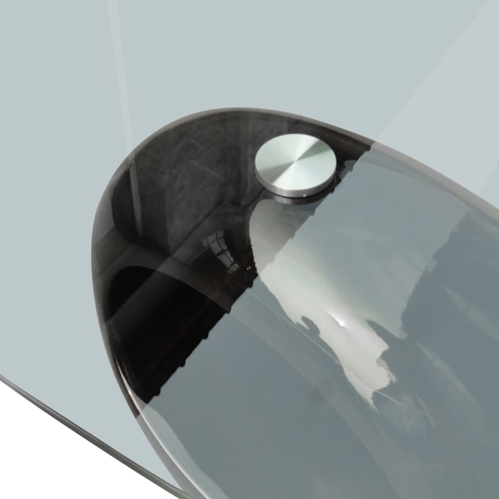 vidaXL Măsuță de cafea cu blat oval din sticlă, negru lucios