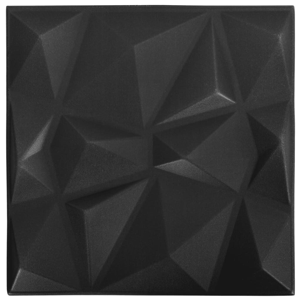 vidaXL Panouri de perete 3D 12 buc. negru 50x50 cm model diamant 3 m²