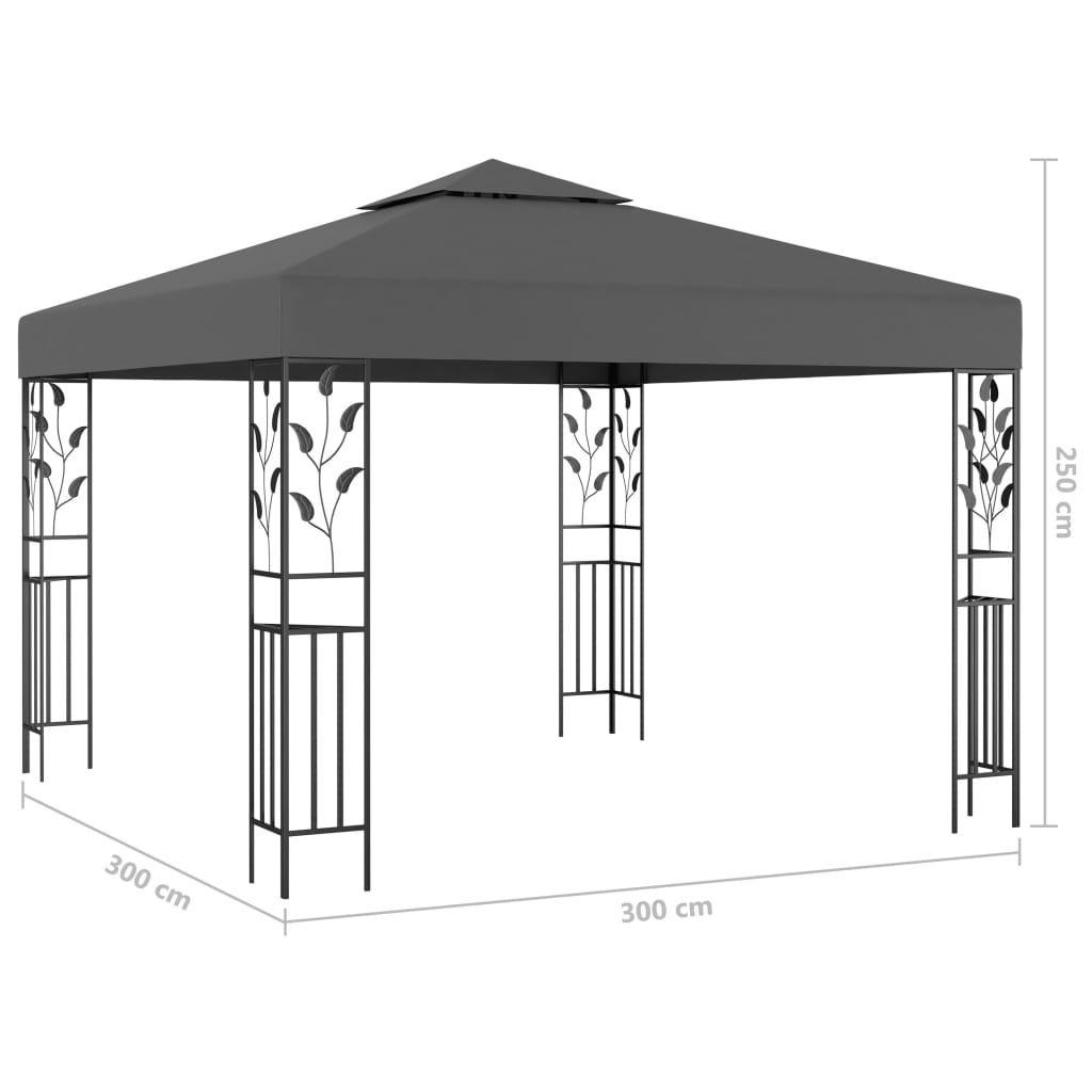 vidaXL Pavilion cu șir de lumini LED, antracit, 3x3 m