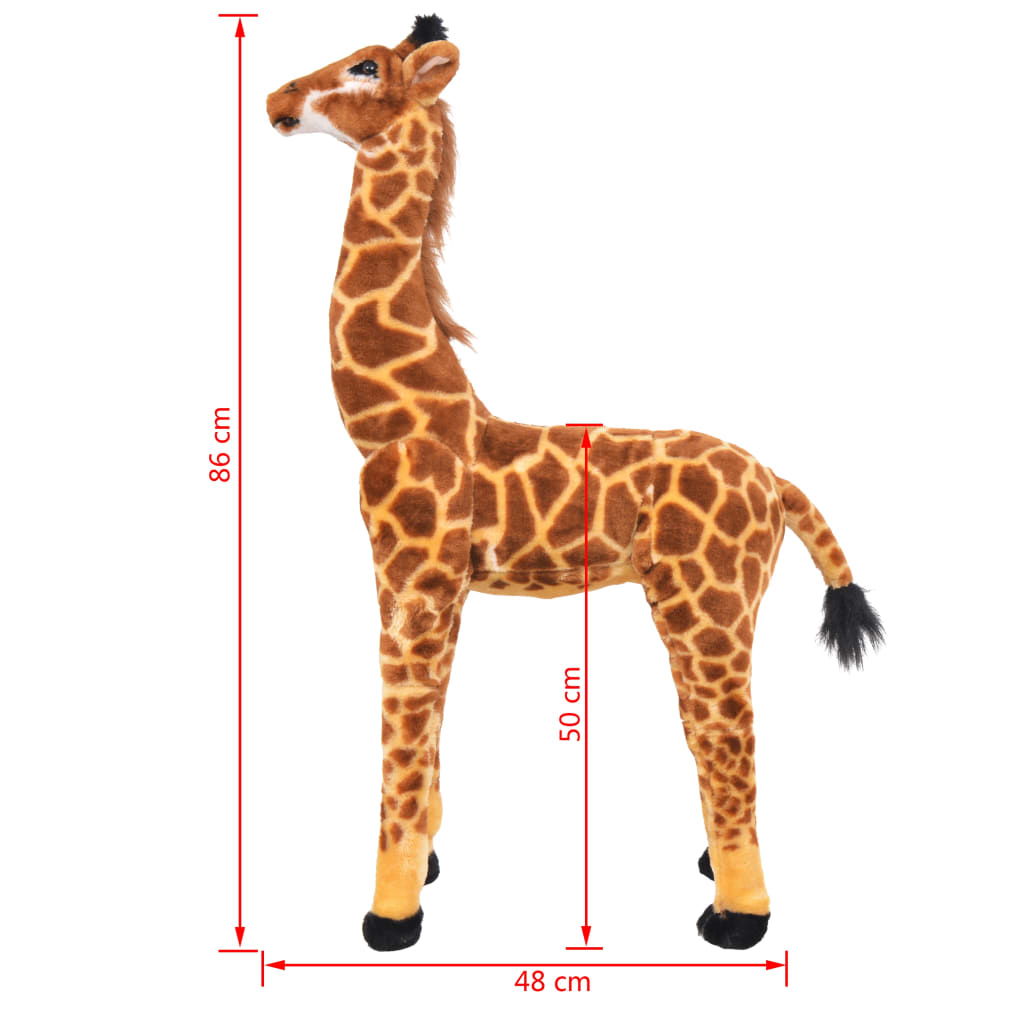 vidaXL Jucărie de pluș girafă în picioare, maro și galben, XXL