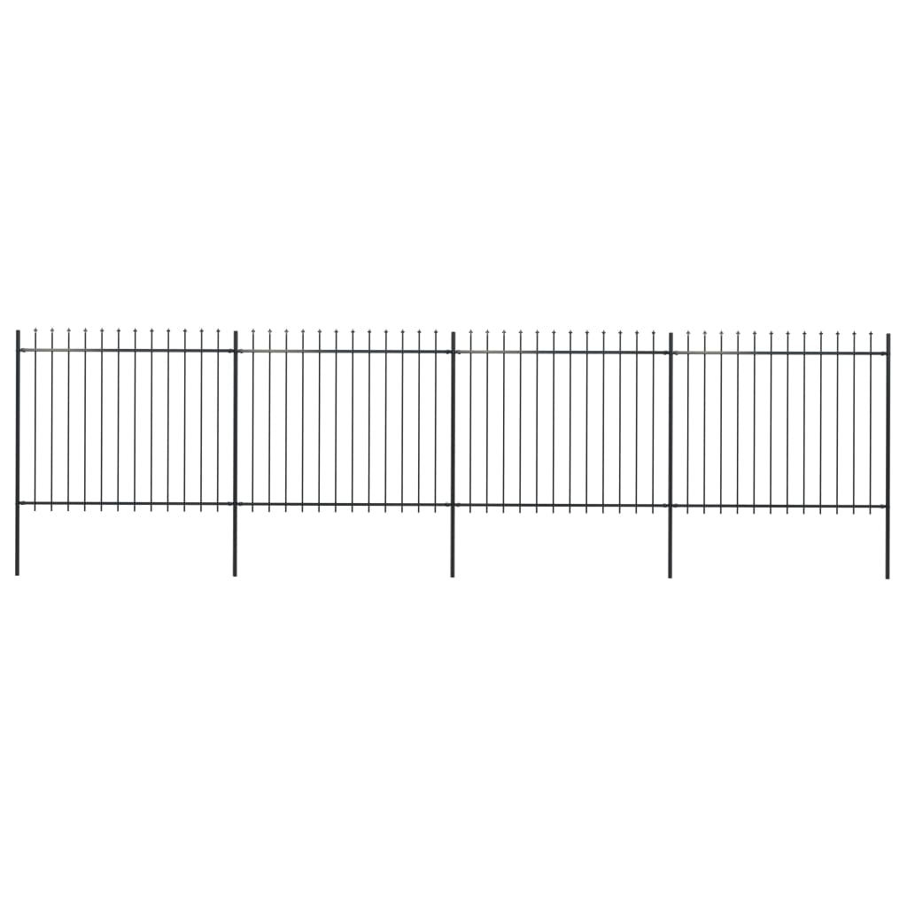 vidaXL Gard de grădină cu vârf suliță, negru, 6,8 m, oțel