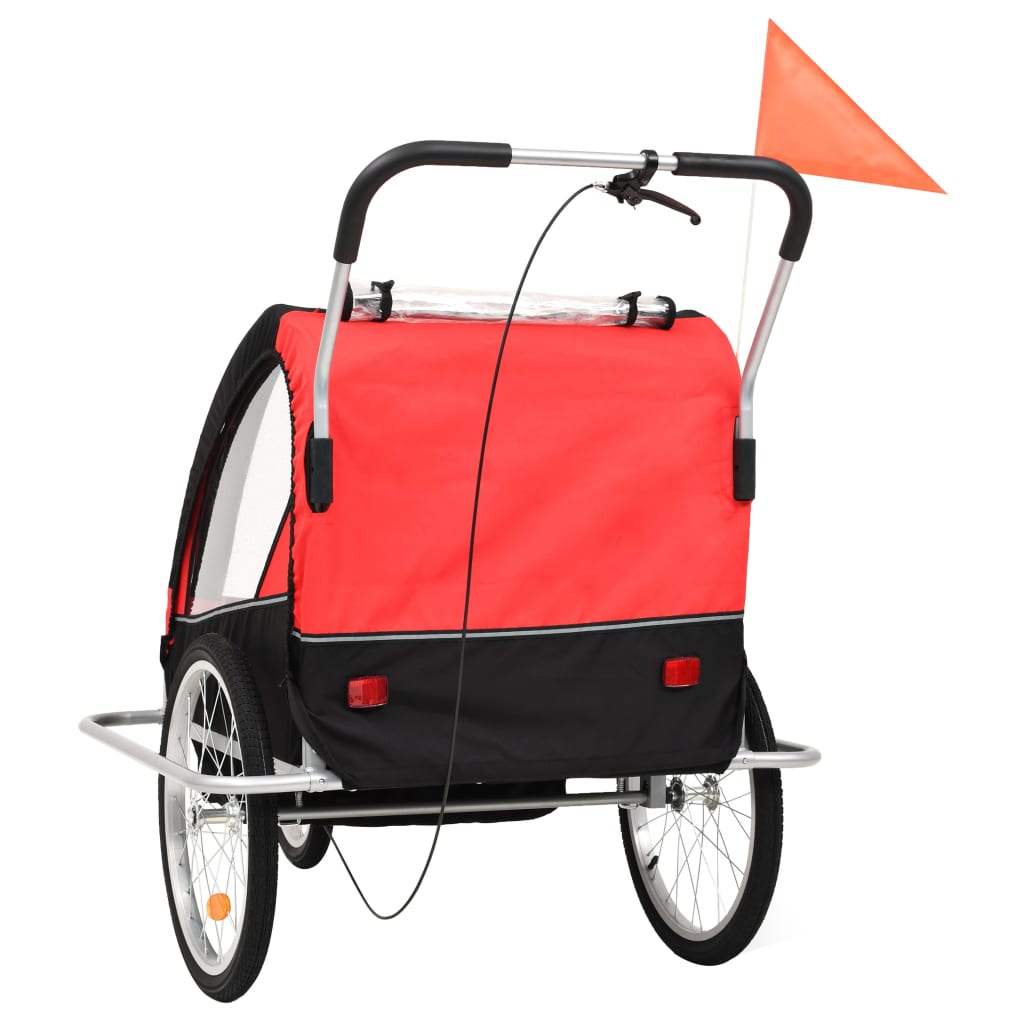 vidaXL Remorcă bicicletă & cărucior copii 2-în-1, negru și roșu