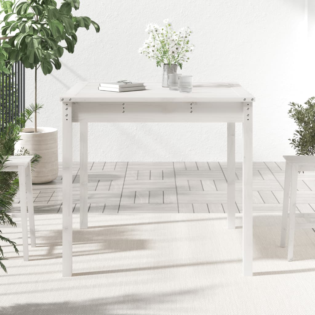 vidaXL Măsuță de grădină, alb, 82,5x82,5x76 cm, lemn masiv de pin