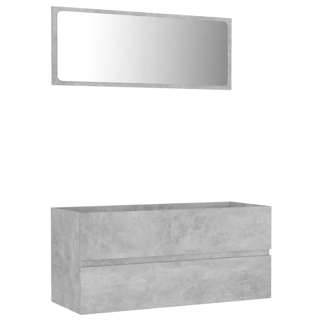 vidaXL Set mobilier de baie, 2 piese, gri beton, PAL
