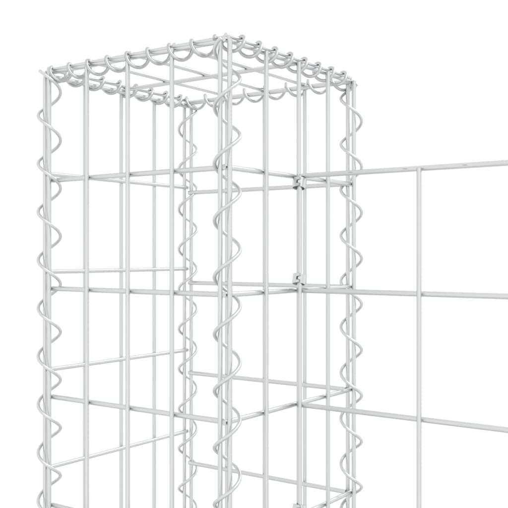 vidaXL Coș de gabion în formă de U, 2 stâlpi, 140x20x100 cm, fier