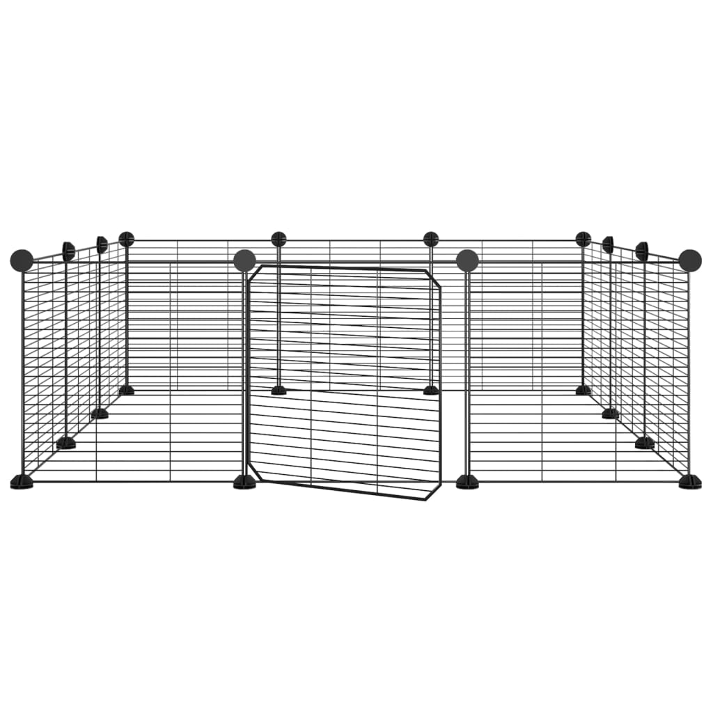 vidaXL Cușcă animale de companie cu ușă 12 panouri negru 35x35 cm oțel