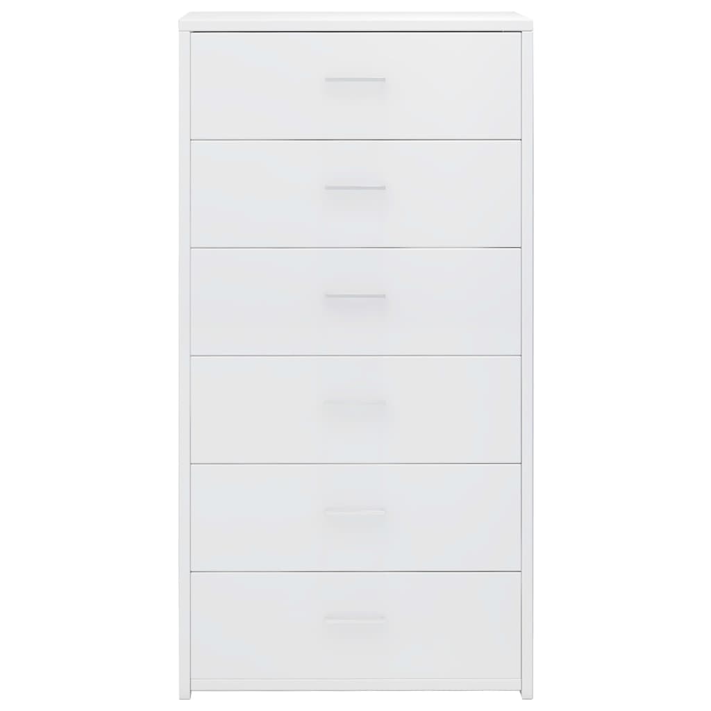vidaXL Servantă cu 6 sertare, alb extralucios, 50 x 34 x 96 cm, PAL