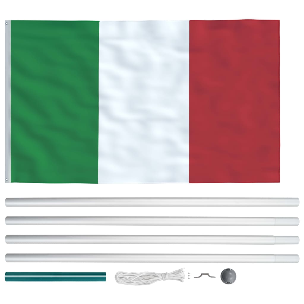 vidaXL Steag Italia și stâlp din aluminiu, 6,2 m