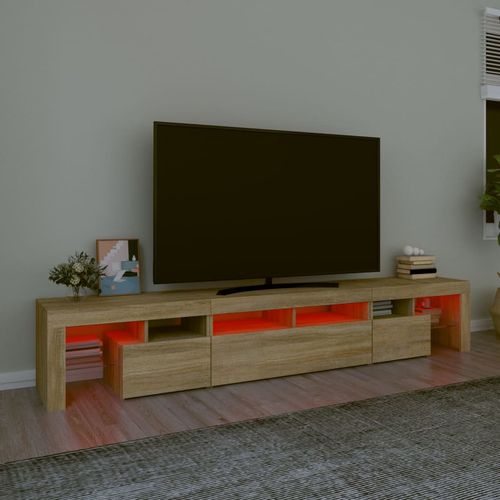 vidaXL Comodă TV cu lumini LED, stejar sonoma, 230x36,5x40 cm