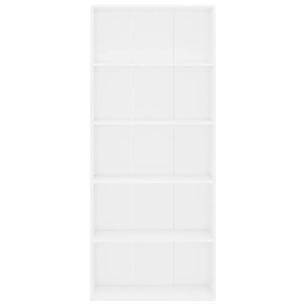 vidaXL Bibliotecă cu 5 rafturi, alb, 80 x 30 x 189 cm, PAL