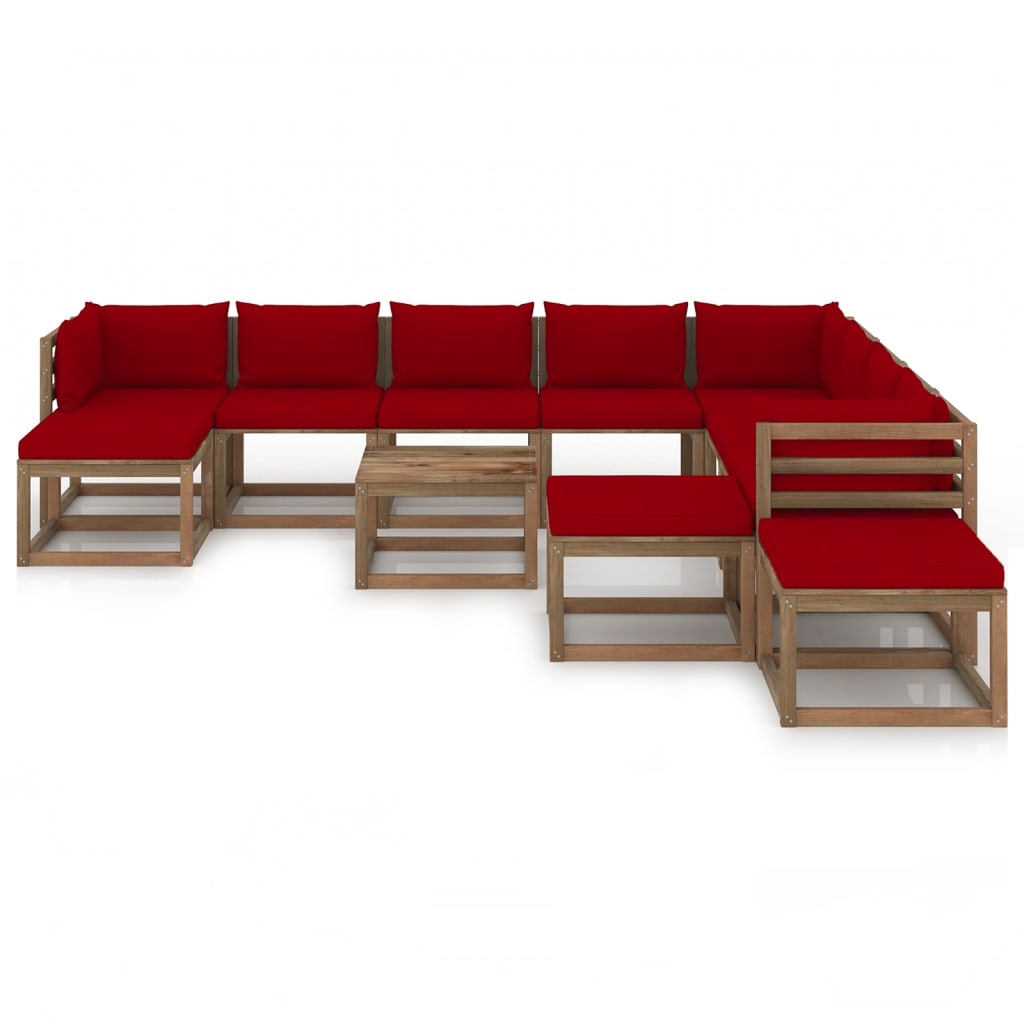 vidaXL Set mobilier de grădină cu perne roșu vin, 12 piese