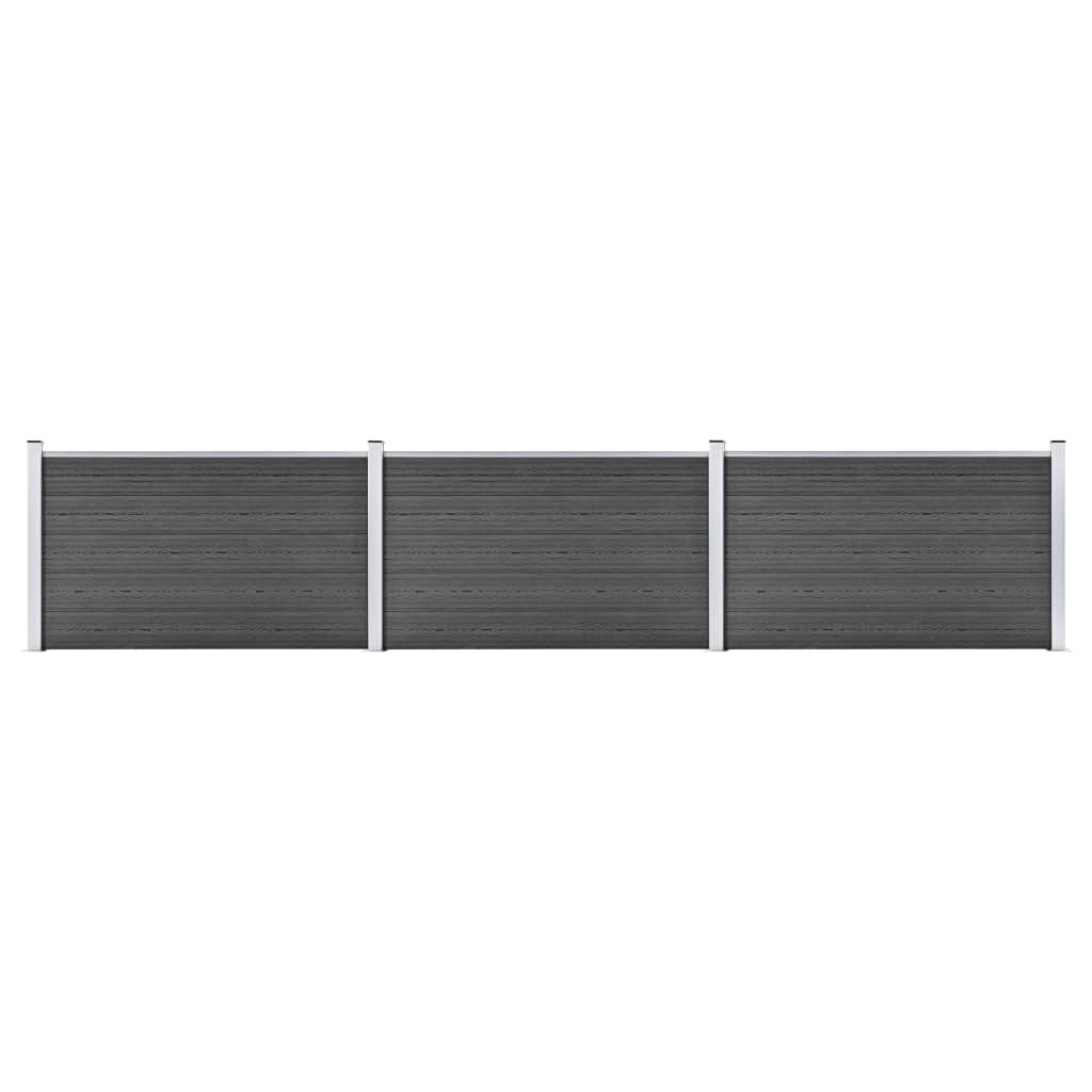 vidaXL Set de panouri de gard, negru, 526 x 105 cm, WPC