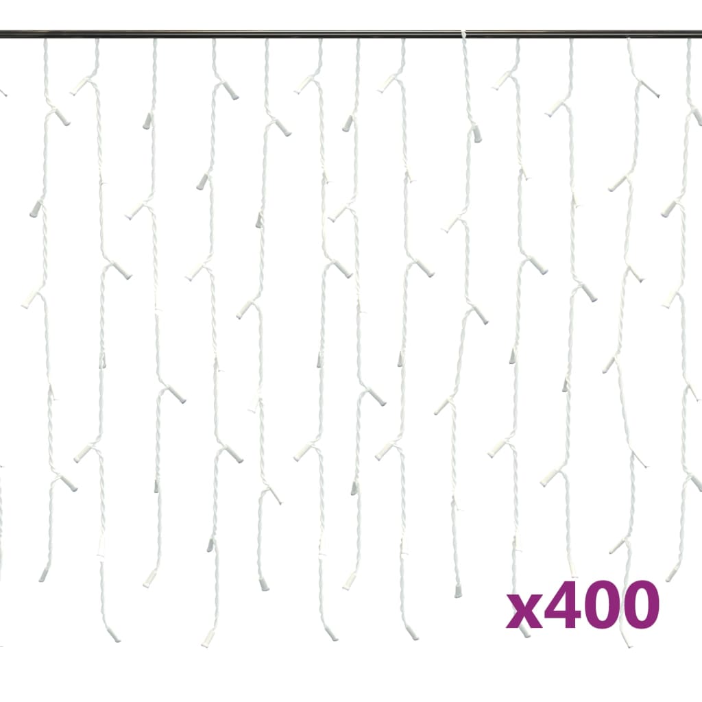 vidaXL Lumini de perdea tip gheață 400 LED-uri alb cald 10 m 8 funcții
