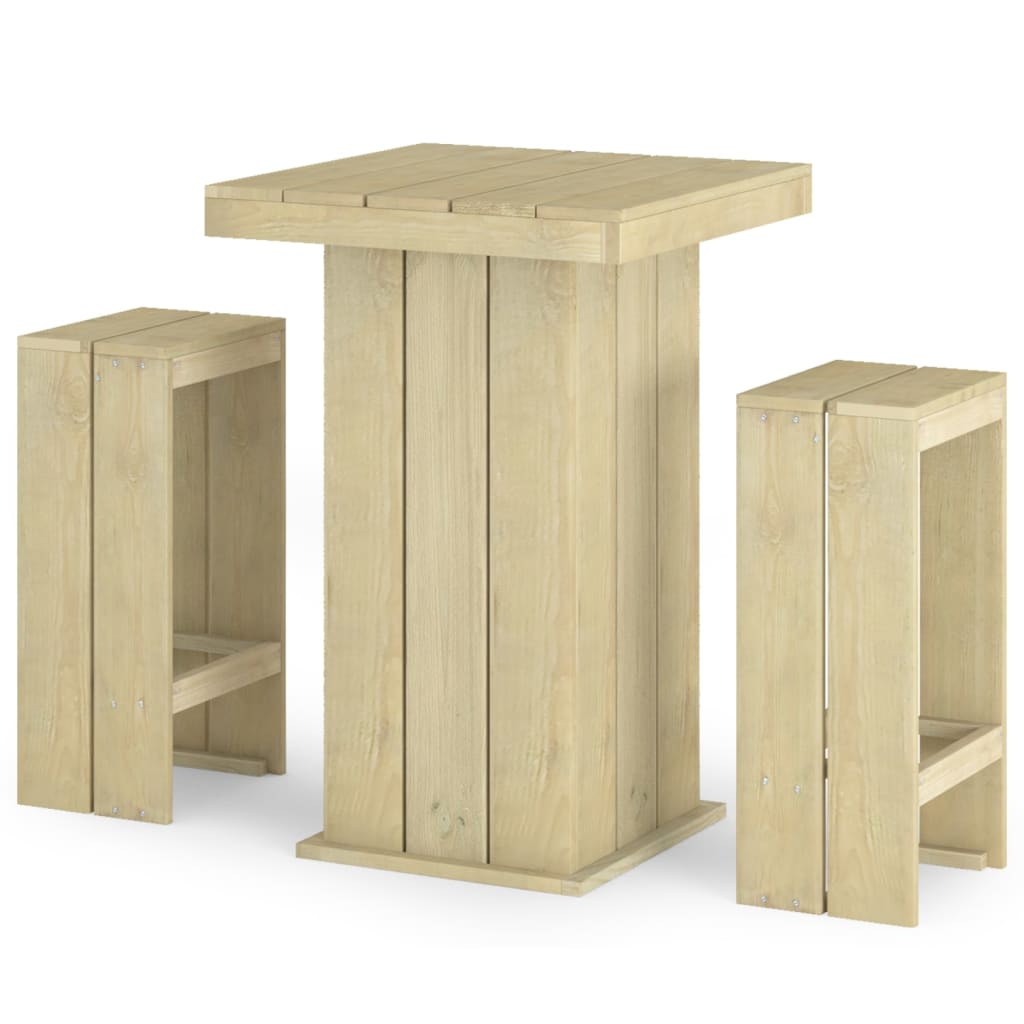 vidaXL Set mobilier de bar de grădină, 3 piese, lemn de pin tratat