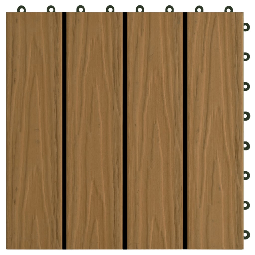 vidaXL Plăci podea în relief, WPC, 11 buc., 30x30 cm 1 mp, culoare tec