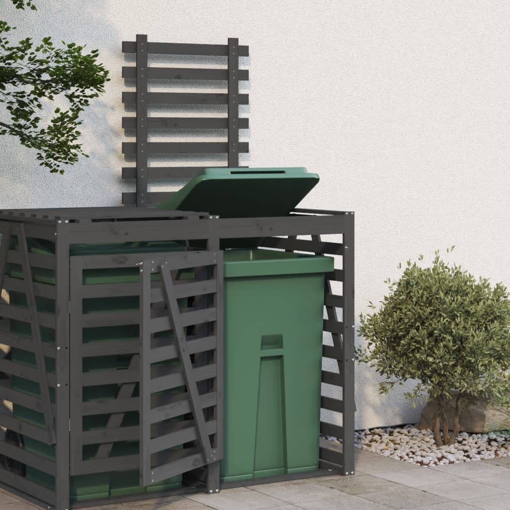 vidaXL Extensie depozitare pubelă de gunoi, gri, lemn masiv de pin
