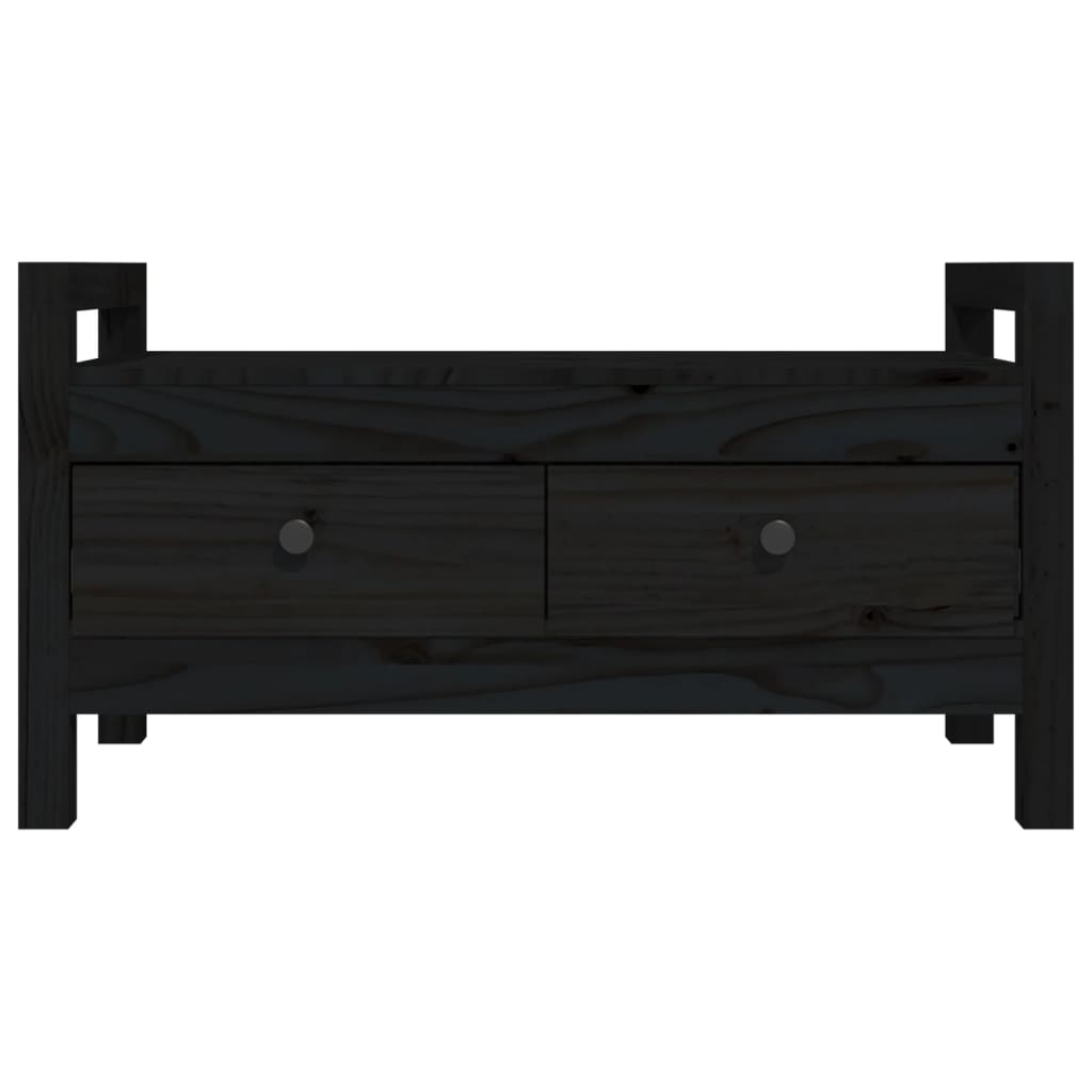 vidaXL Bancă de hol, negru, 80x40x43 cm, lemn masiv pin