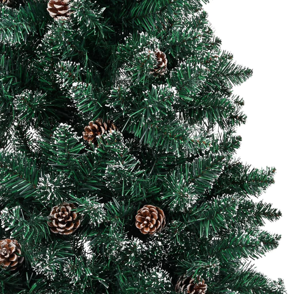 vidaXL Brad de Crăciun pre-iluminat slim, set globuri, verde, 150 cm