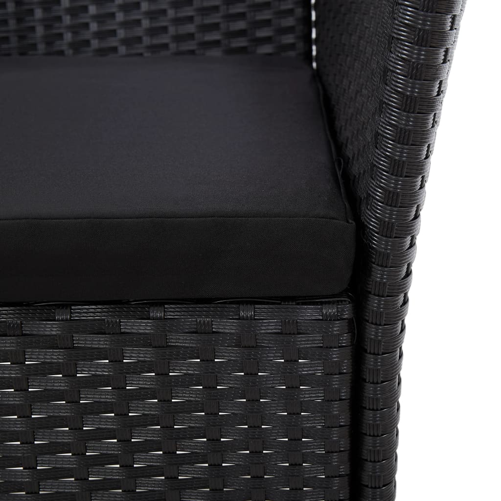 vidaXL Set mobilier de exterior cu perne, 5 piese, negru, poliratan