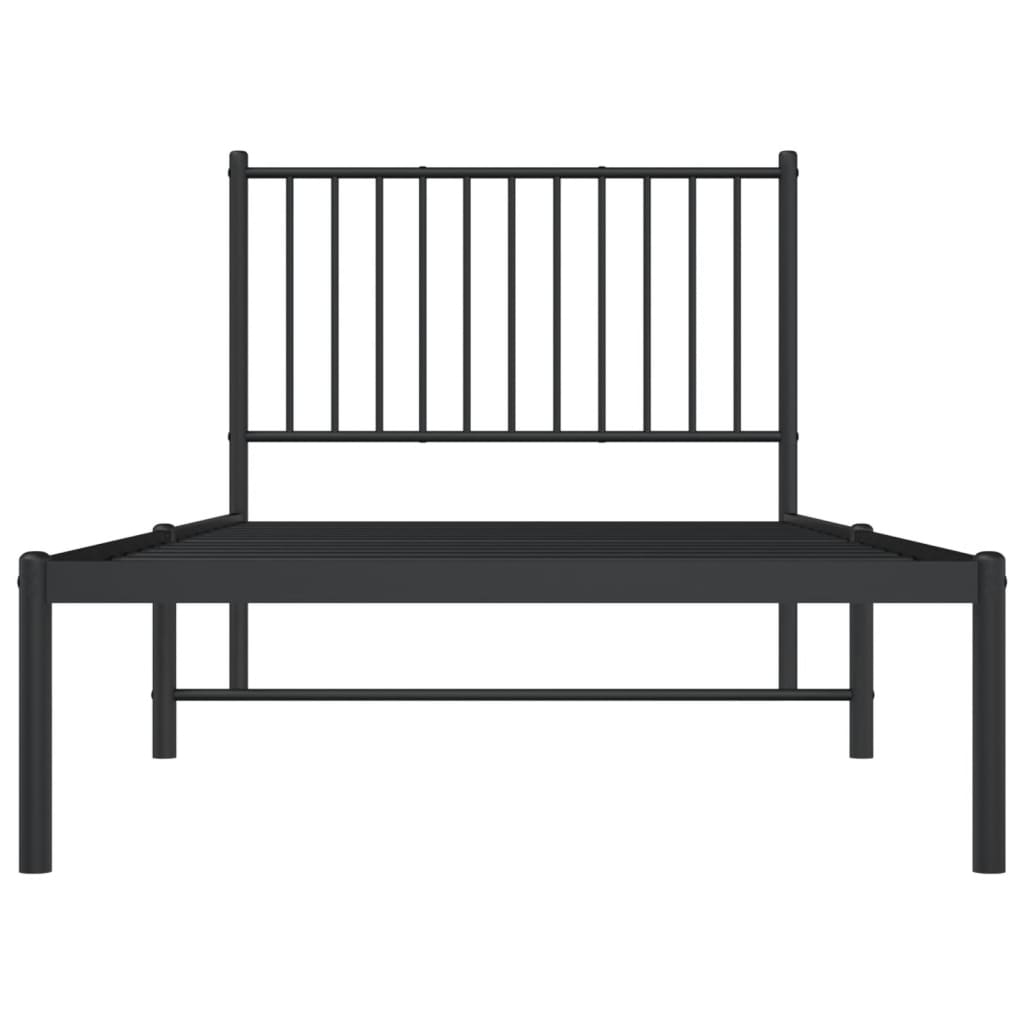 vidaXL Cadru pat metalic cu tăblie, negru, 90x200 cm