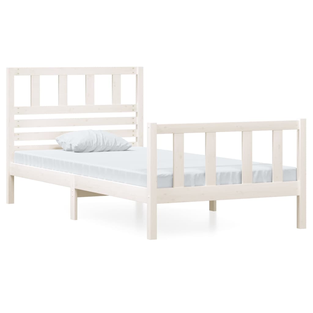 vidaXL Cadru de pat, alb, 90x200 cm, lemn masiv