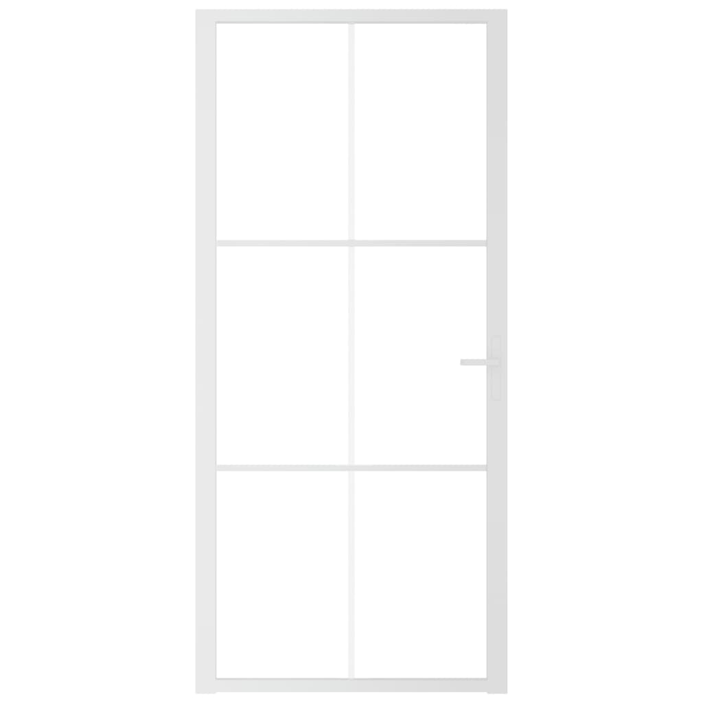 vidaXL Ușă de interior, 93x201,5 cm, alb, sticlă ESG și aluminiu