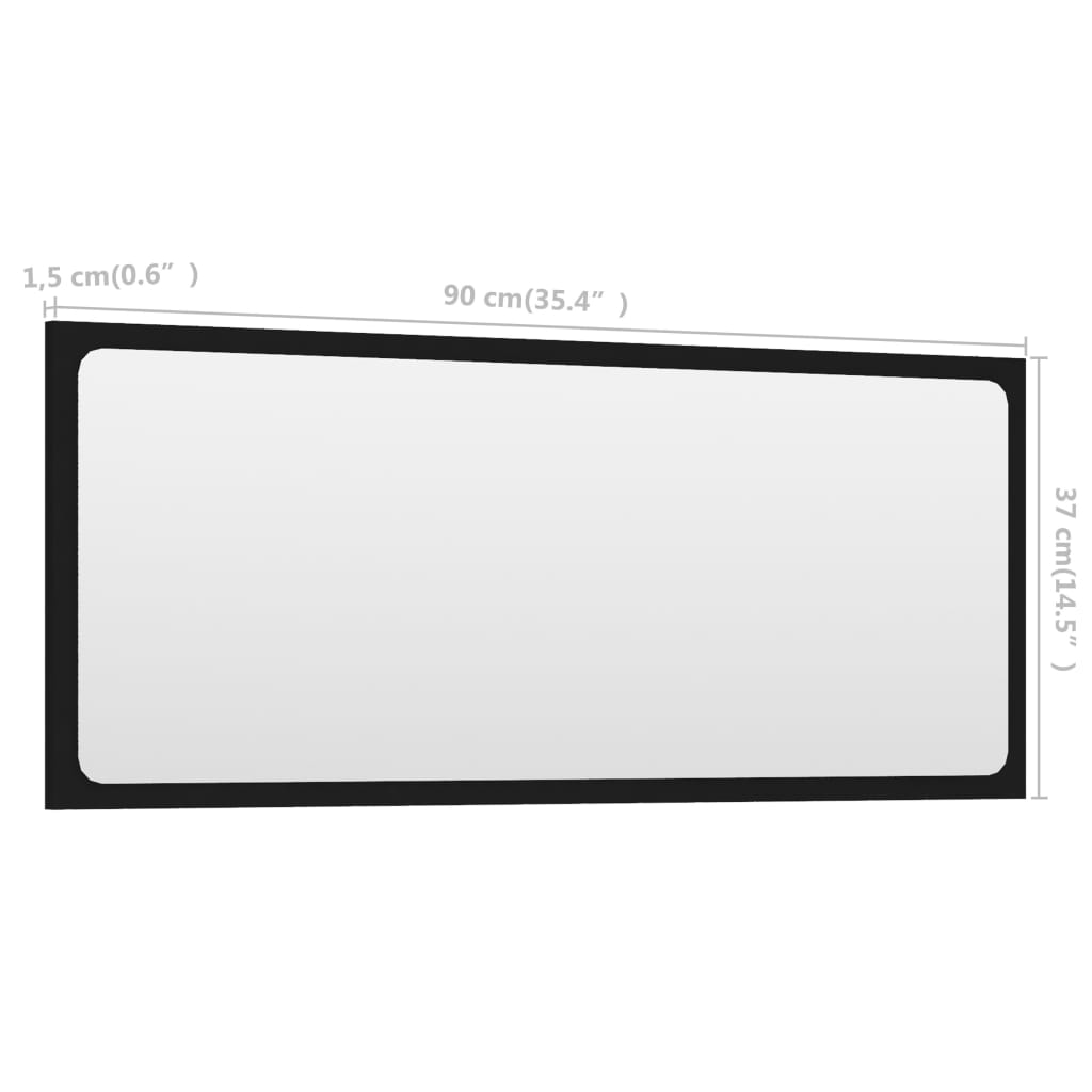 vidaXL Oglindă de baie, negru, 90x1,5x37 cm, PAL