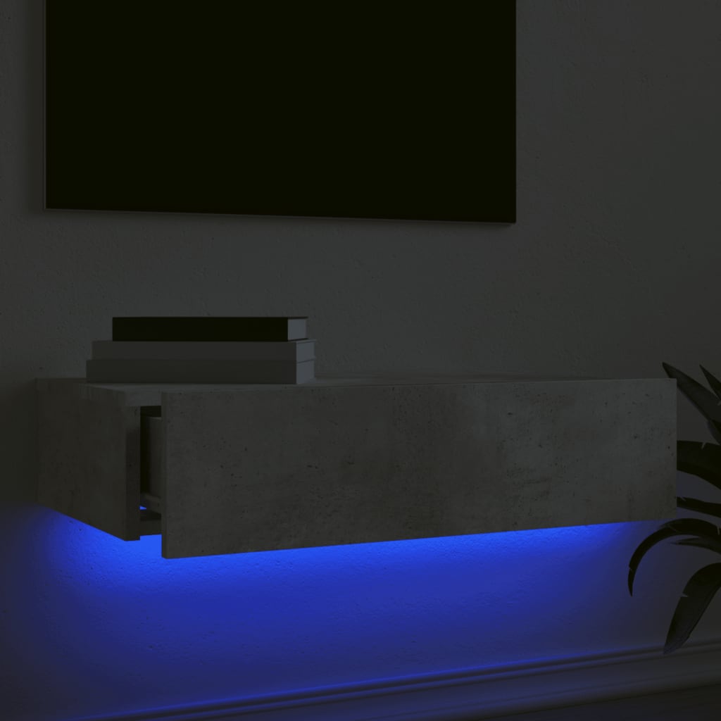 vidaXL Comodă TV cu lumini LED, gri beton, 60x35x15,5 cm