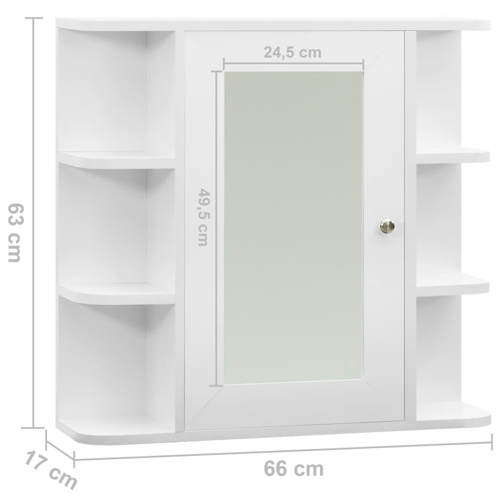 vidaXL Dulap de baie cu oglindă, alb, 66x17x63 cm, MDF