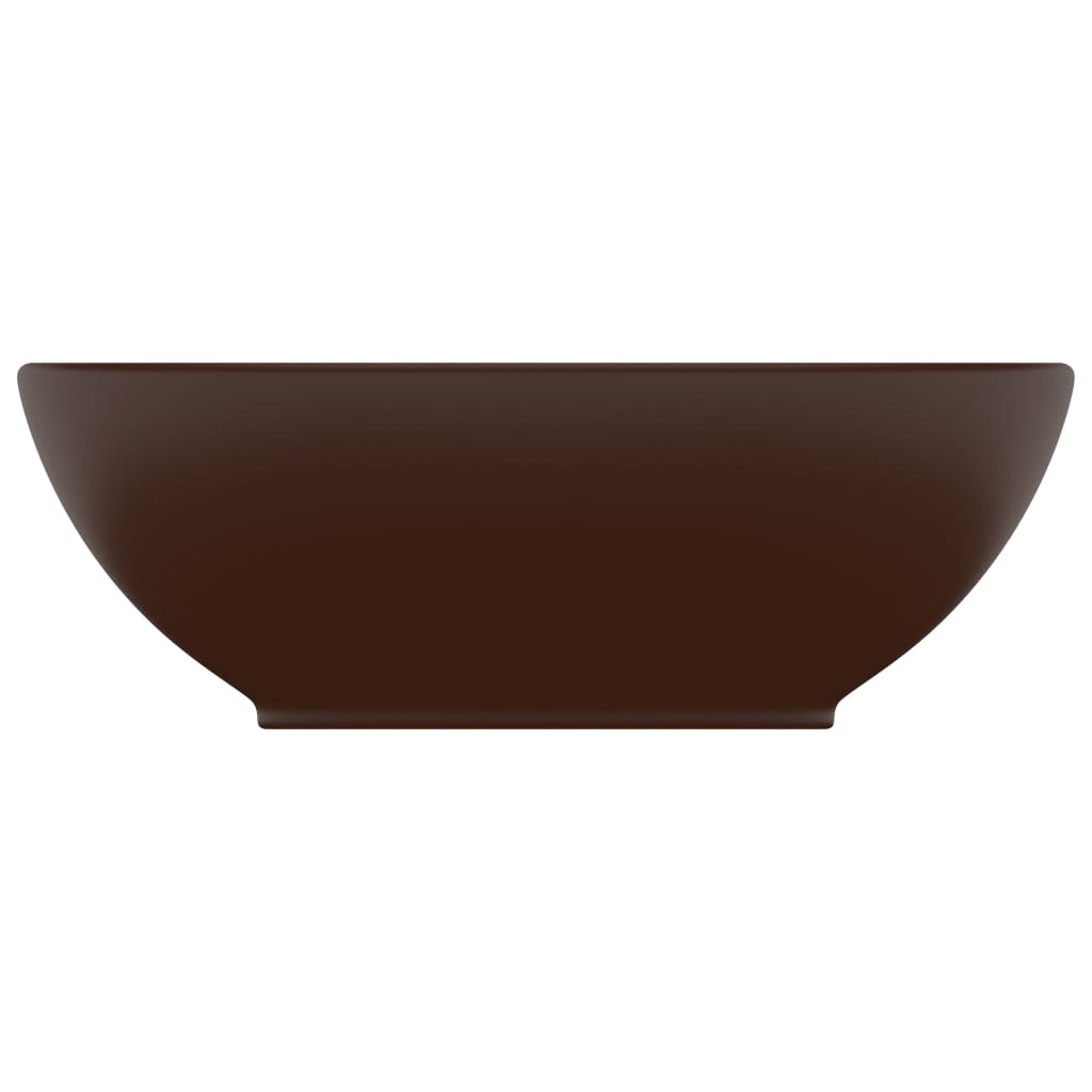 vidaXL Chiuvetă de lux, maro mat, 40 x 33 cm, ceramică, formă ovală