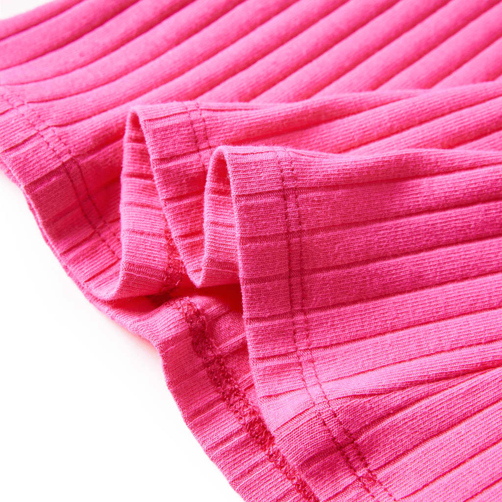 Tricou de copii cu mâneci lungi, tricot cu nervuri, roz aprins, 92