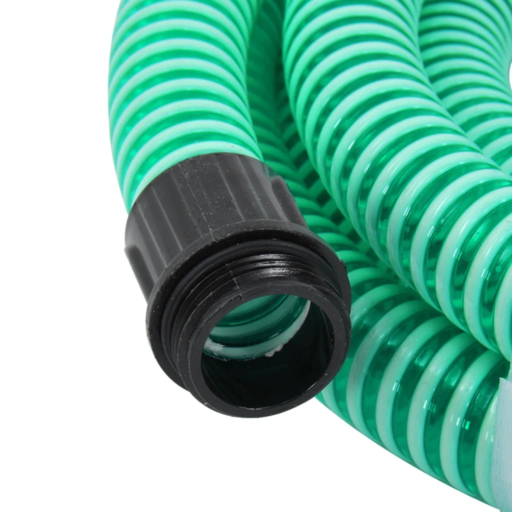 vidaXL Furtun de aspirație cu racorduri din alamă, verde 1,1" 3 m, PVC