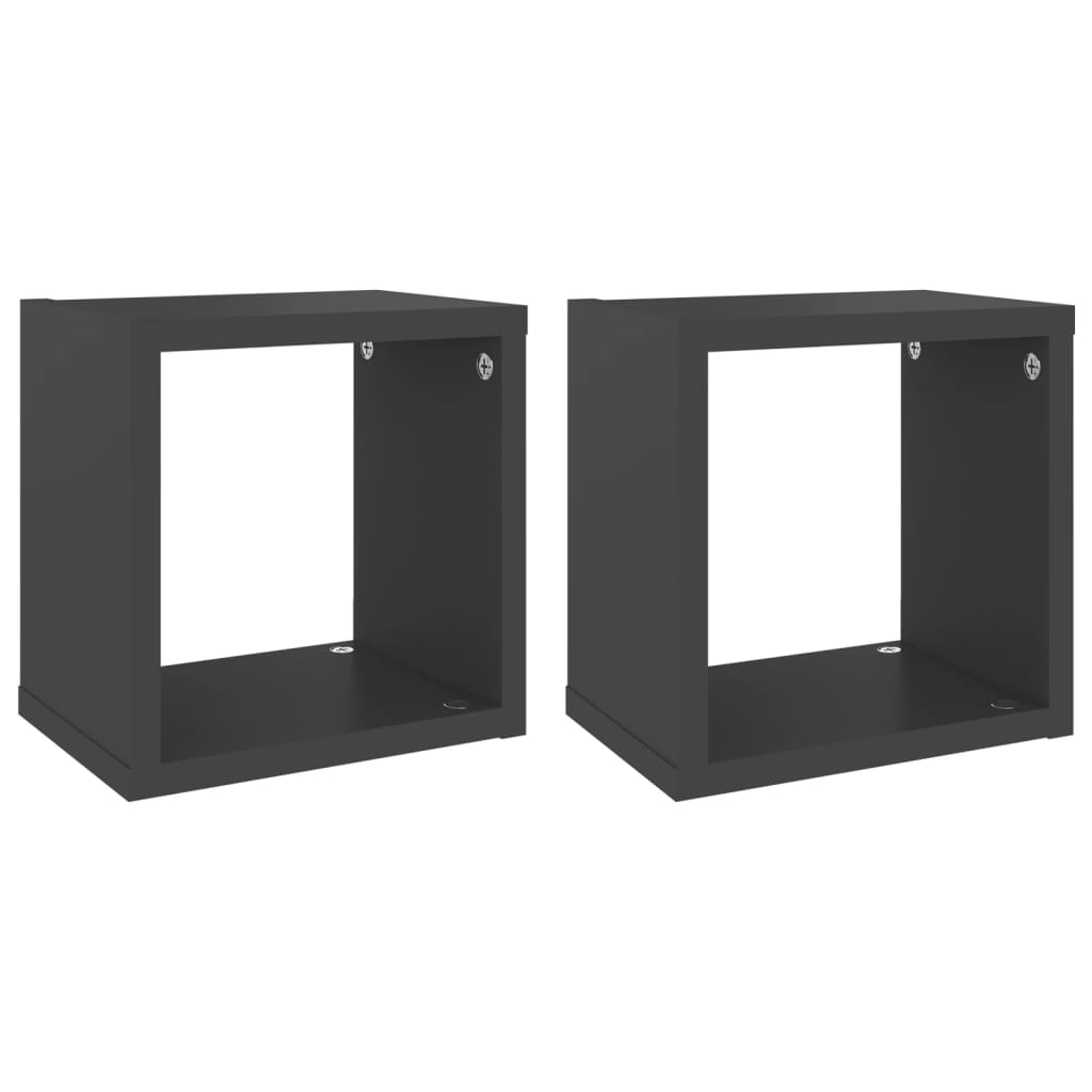 vidaXL Rafturi de perete cub, 2 buc., gri, 22x15x22 cm